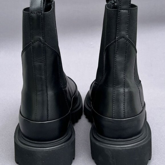 NEW AllSaints Harlee Lug Sole Chelsea Boots — Black Leather - Picture 5 of 12